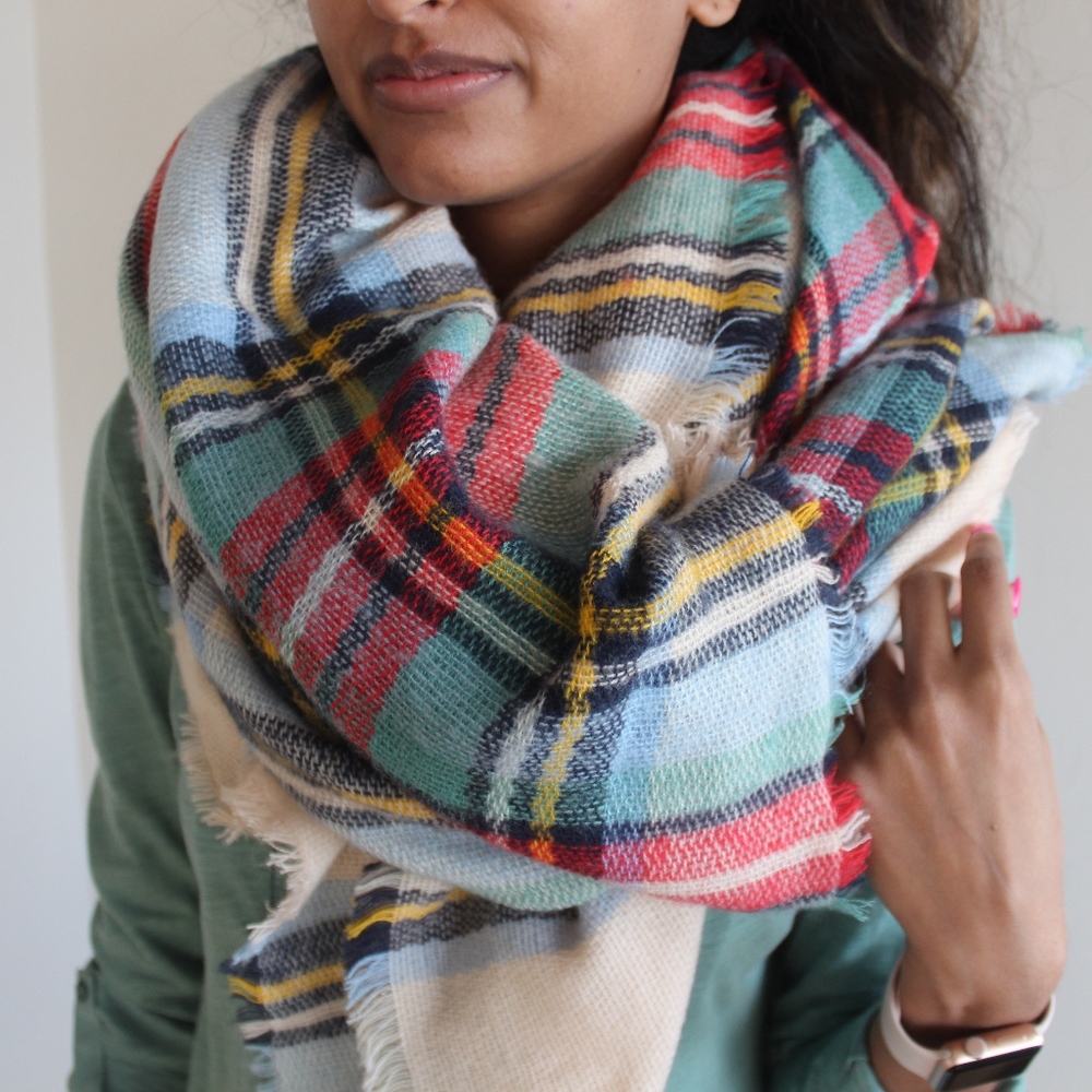 Plaid blanked scarf
